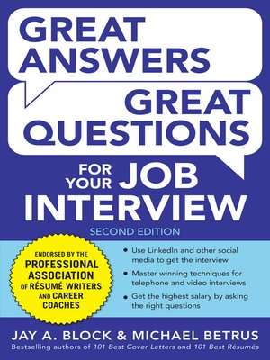 cover image of Great Answers, Great Questions For Your Job Interview